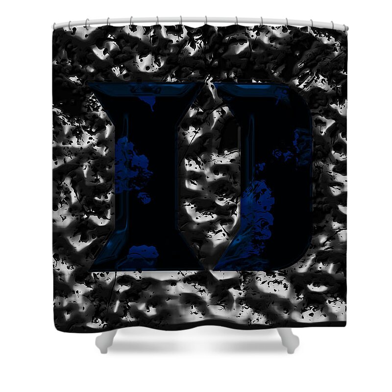 Duke Shower Curtain featuring the mixed media Duke Blue Devils by Brian Reaves