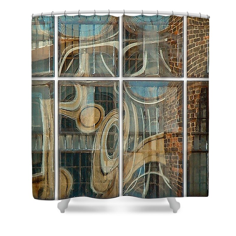 New York City Shower Curtain featuring the photograph DUMBO Windows by Stan Magnan