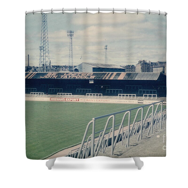  Shower Curtain featuring the photograph Dundee United - Tannadice Park - West Stand The Shed 1 - 1980s by Legendary Football Grounds