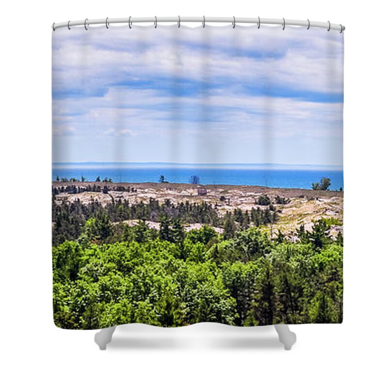 Landscape Shower Curtain featuring the photograph Dunes Along Lake Michigan by Lester Plank