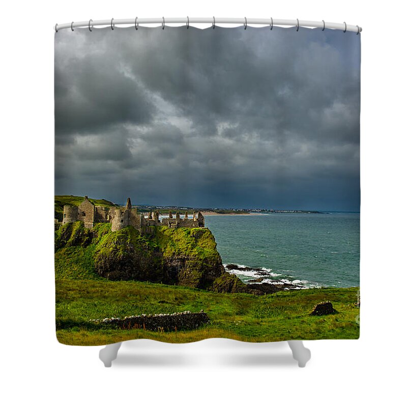 Castle Shower Curtain featuring the photograph Dunluce Castle in Northern Ireland by Andreas Berthold