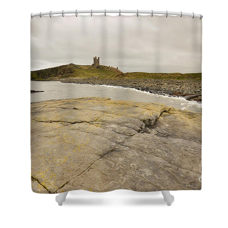 Dunstanburgh Castle Shower Curtain featuring the photograph Dunstanburgh Castle by Smart Aviation
