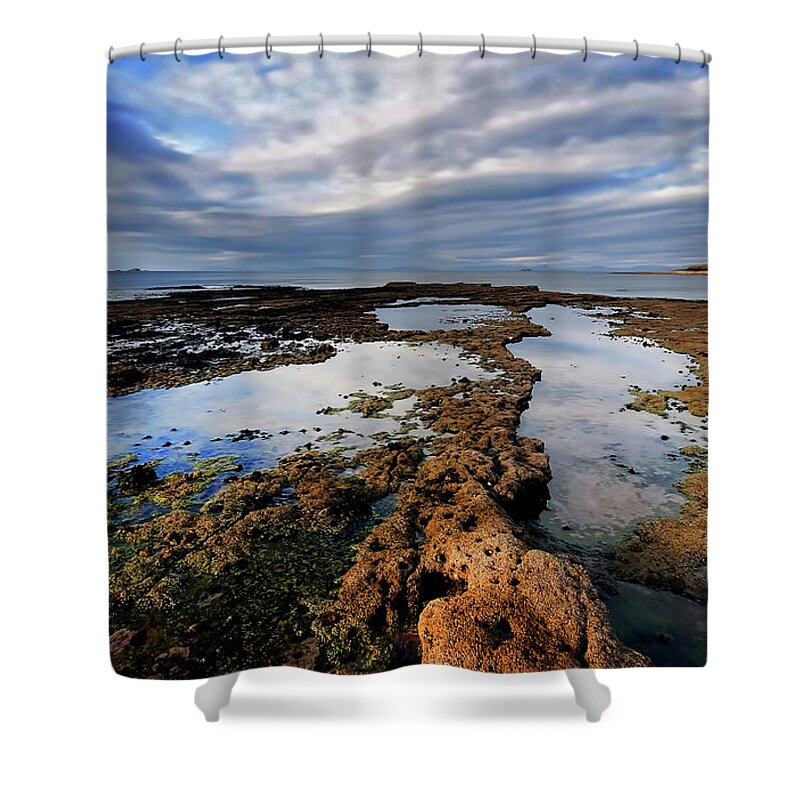 Isle Of Skye Shower Curtain featuring the photograph Duntulm by Smart Aviation