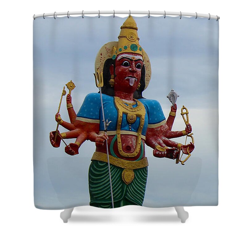 Durga Shower Curtain featuring the photograph Durga on Route to Madurai by Jennifer Mazzucco