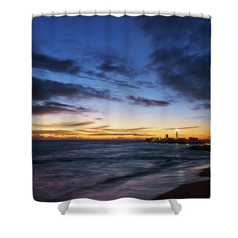 Harbour Shower Curtain featuring the photograph Dusk at Saint Sebastian Castle by Pablo Avanzini