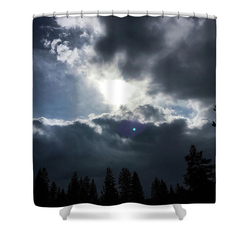 Sunset Shower Curtain featuring the photograph dusk at west Thumb Geyser by Aparna Tandon
