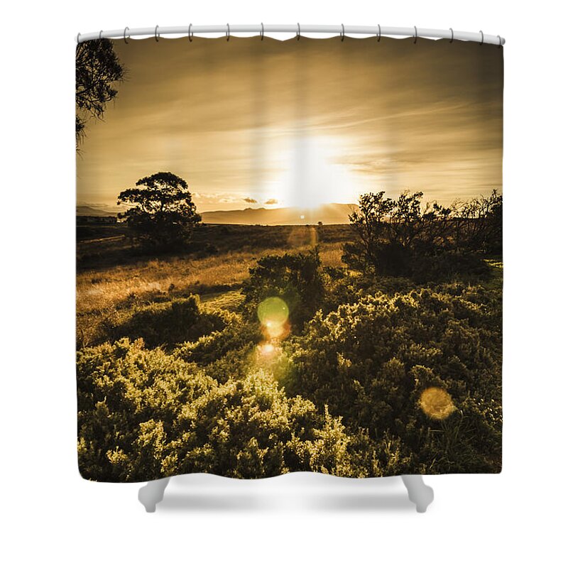 Tasmanian Shower Curtain featuring the photograph Dusk in rural Australia by Jorgo Photography