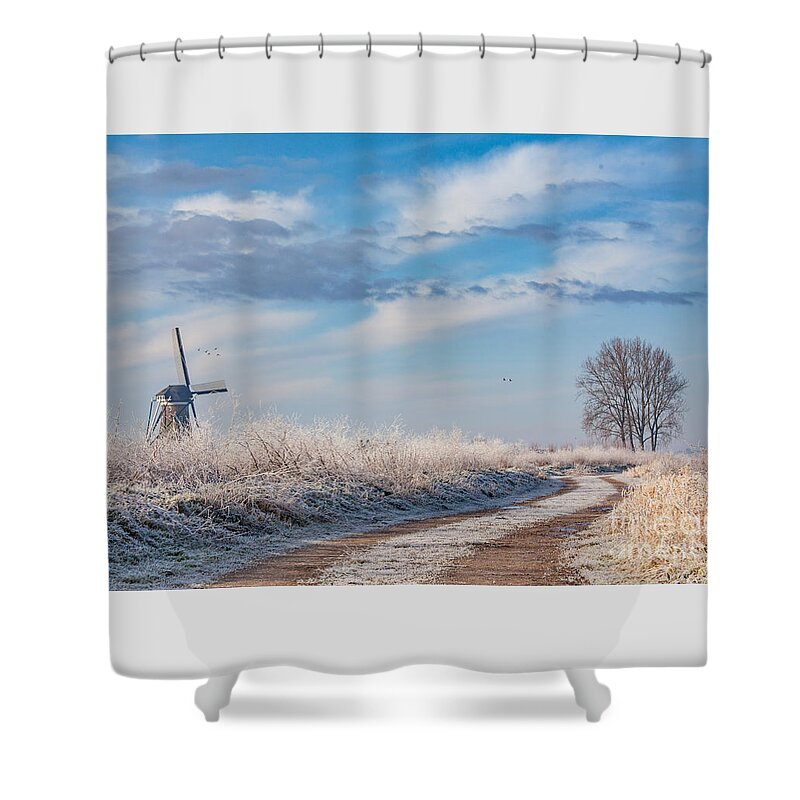 Holland Shower Curtain featuring the photograph Dutch windmill in winter by Casper Cammeraat