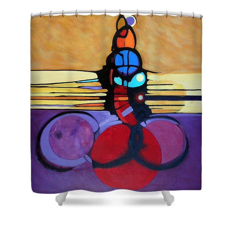 Abstract Expressionism Shower Curtain featuring the painting E Volve by Marlene Burns