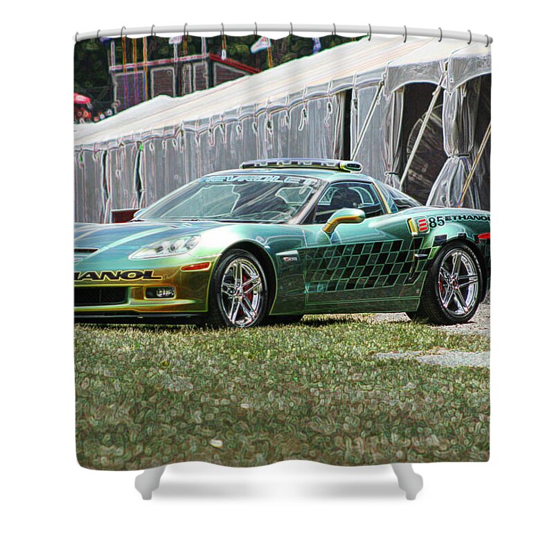 E85 Shower Curtain featuring the digital art E85 Corvette pace car by Darrell Foster