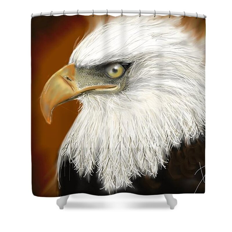 Eagle Shower Curtain featuring the digital art Eagle American by Darren Cannell