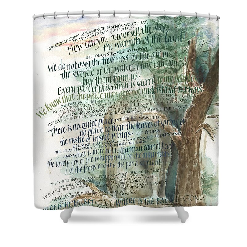 Chief Seattle Shower Curtain featuring the painting Eagle Gone by Judy Dodds