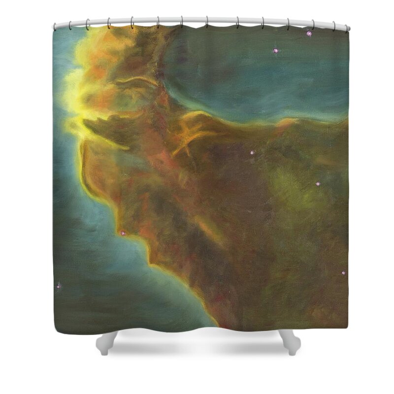Nebula Shower Curtain featuring the painting Eagle Nebula by Neslihan Ergul Colley