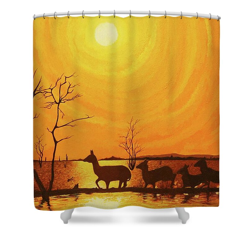 Acrylic Painting Shower Curtain featuring the painting Early Dusk by Jack Harries