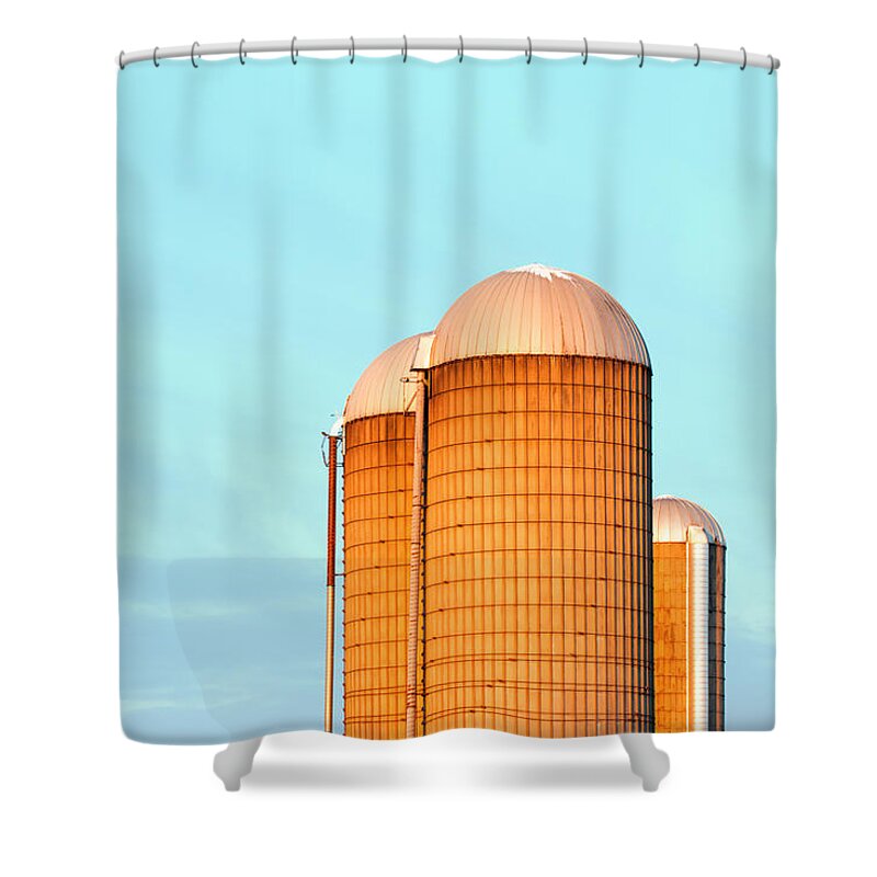 Silos Shower Curtain featuring the photograph Early Monring Silos by Todd Klassy