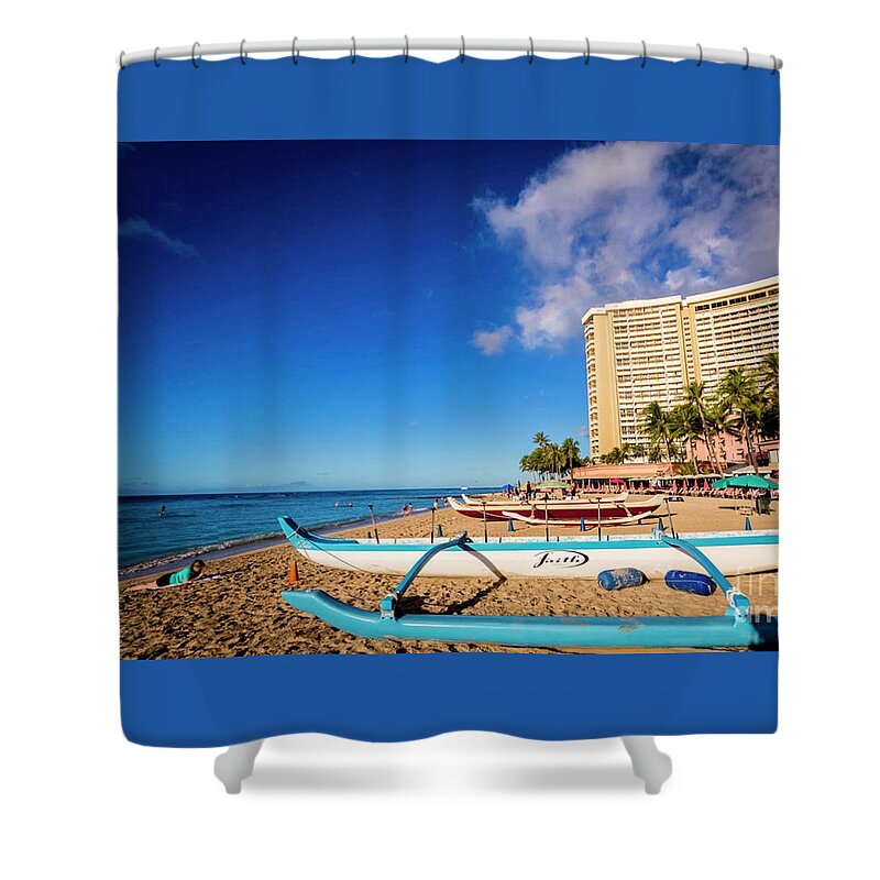 Outrigger Beach Shower Curtain featuring the photograph Early Morning at Outrigger Beach,Hawaii by Sal Ahmed