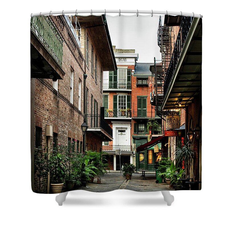 Pirate Alley Shower Curtain featuring the photograph Early Morning At Pirate Alley by Greg and Chrystal Mimbs