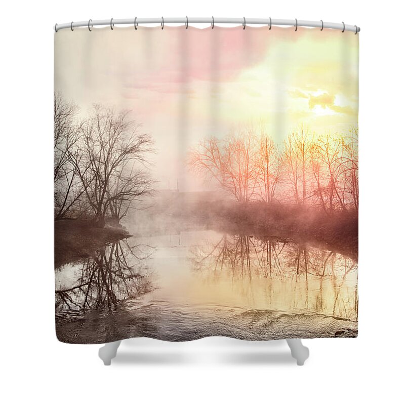 Appalachia Shower Curtain featuring the photograph Early Morning on the River by Debra and Dave Vanderlaan