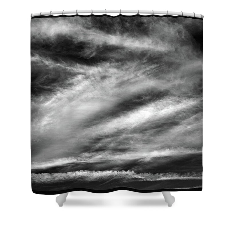 Monochrome Shower Curtain featuring the photograph Early Morning Sky. by Terence Davis