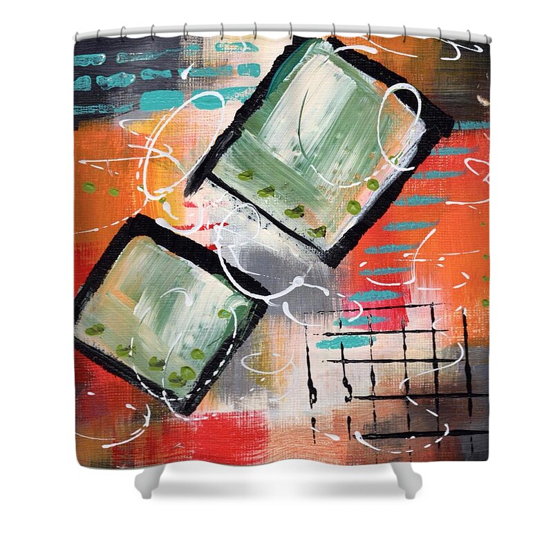 Abstract Shower Curtain featuring the painting Early Stage One by Suzzanna Frank