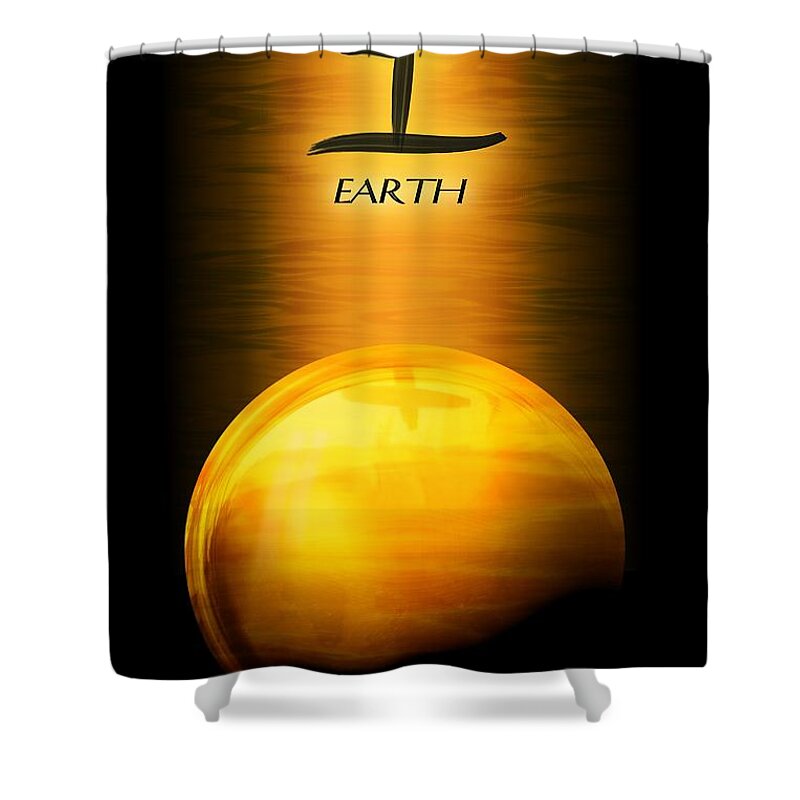 John Wills Art Shower Curtain featuring the digital art Earth Elemental Sphere by John Wills