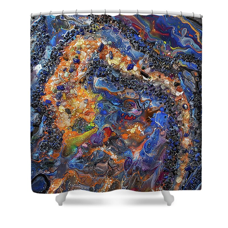 Acrylic Shower Curtain featuring the painting Earth Gems #18W01 by Lori Sutherland