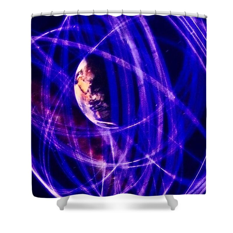 Space Photograph Shower Curtain featuring the photograph Earth Sky Lines by Joan Reese