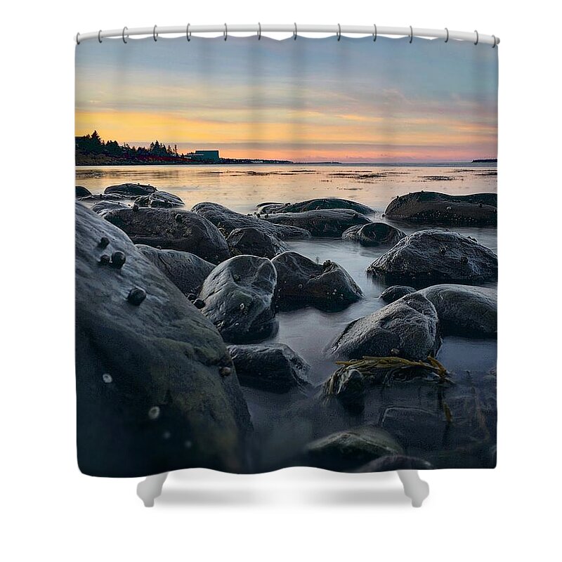 Seascape Shower Curtain featuring the photograph East Coast Sunset 2 by Christine Sharp