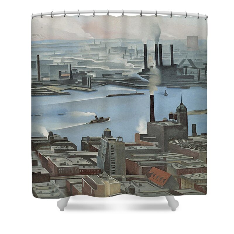 East River From The 30th Story Of The Shelton Hotel Shower Curtain featuring the photograph East River From Shelton Hotel by Georgia O'keeffe 