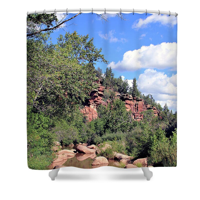 Summer Shower Curtain featuring the photograph East Verde Summer Crossing by Matalyn Gardner