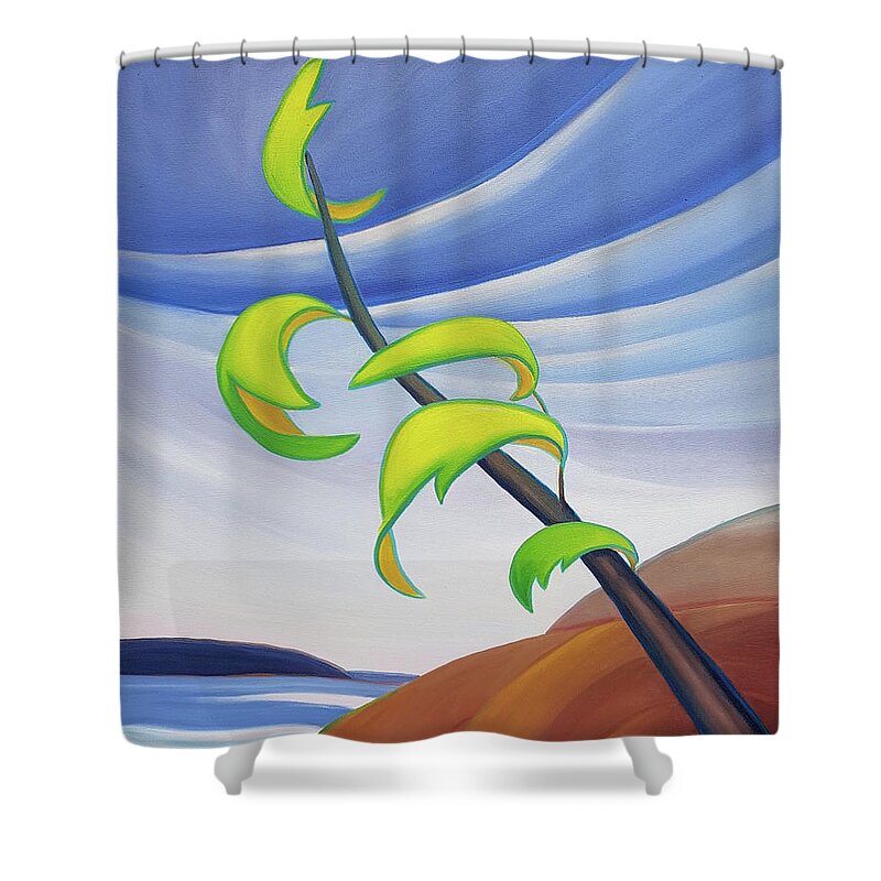 Group Of Seven Shower Curtain featuring the painting East Wind by Barbel Smith