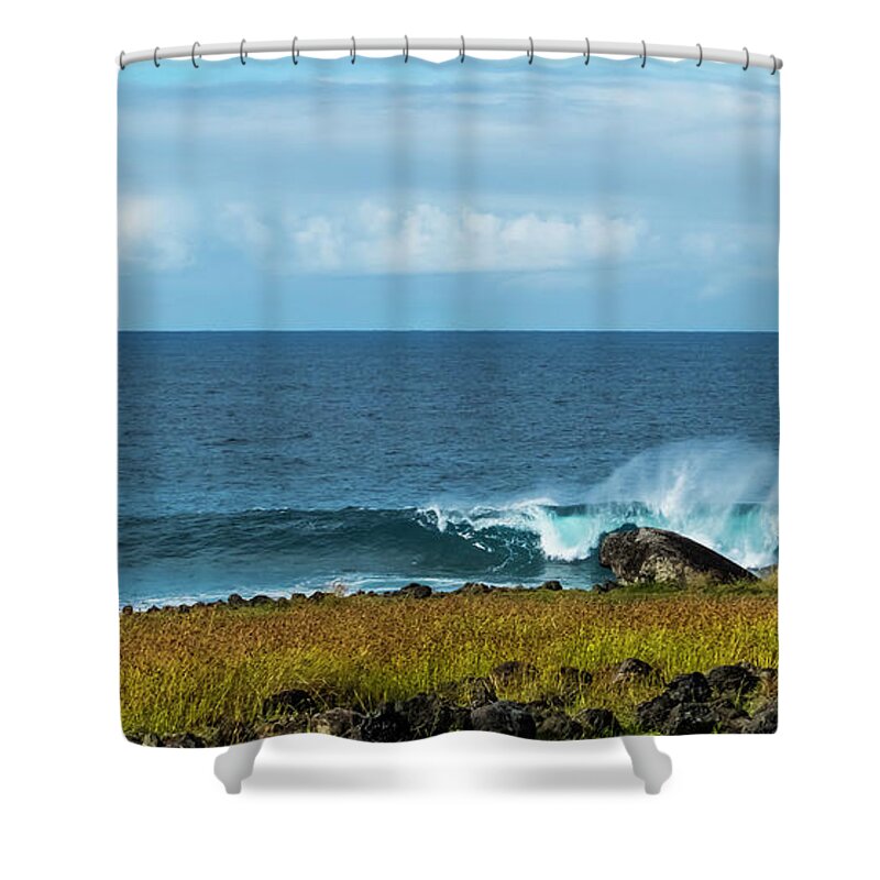 Easter Island Shower Curtain featuring the photograph Easter Island Surf by John Roach