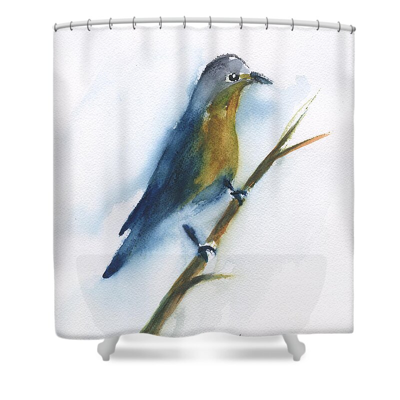 Eastern Bluebird 2 Shower Curtain featuring the painting Eastern Bluebird 2 by Frank Bright