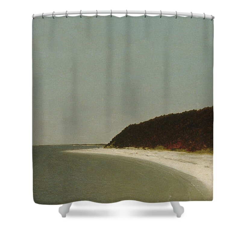 Beach Shower Curtain featuring the painting Eaton's Neck, Long Island, 1872 by John Frederick Kensett