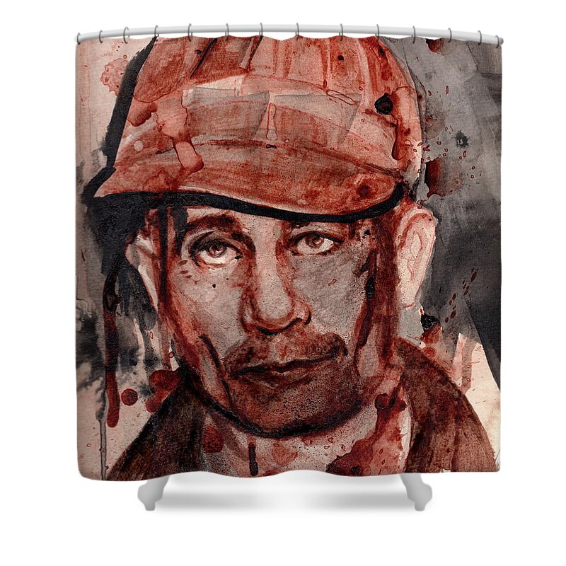Ed Gein Shower Curtain featuring the painting Ed Gein by Ryan Almighty