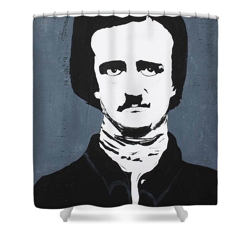 Poe Shower Curtain featuring the painting Edgar Alan Poe by Ralph LeCompte