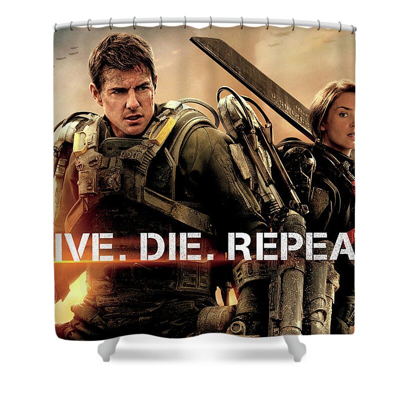 Edge Of Tomorrow Shower Curtain featuring the digital art Edge Of Tomorrow by Super Lovely