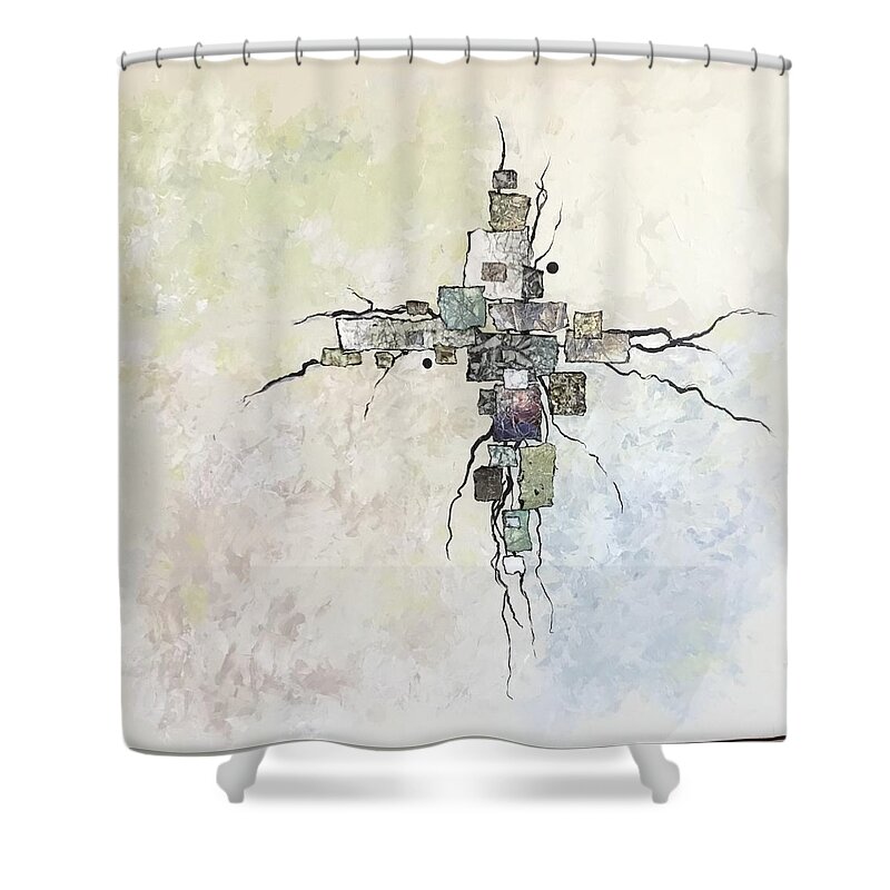 Contemporary Shower Curtain featuring the painting Edgy by Phiddy Webb