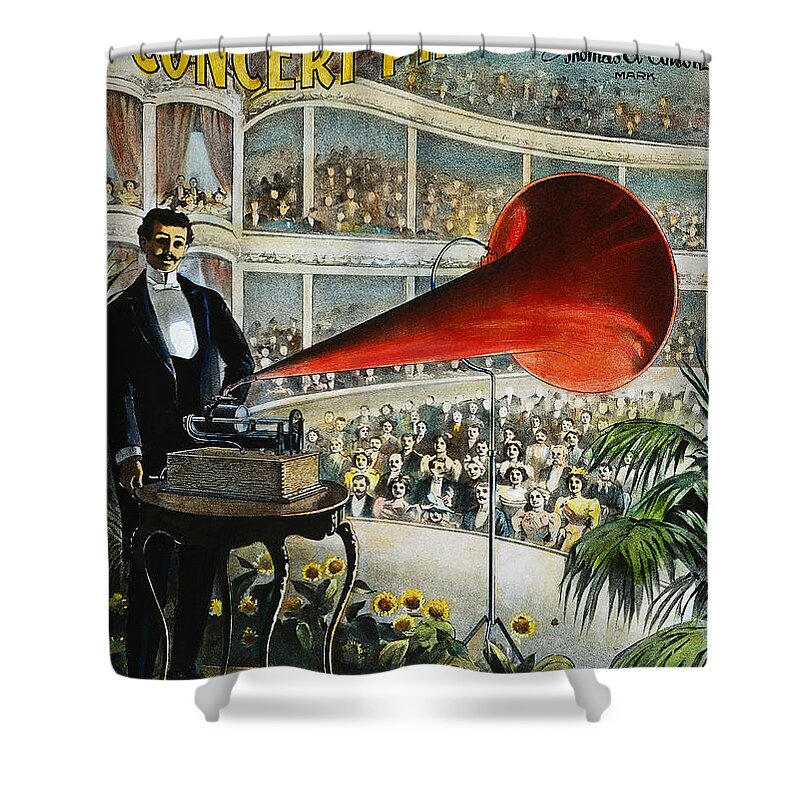 1899 Shower Curtain featuring the photograph Edison Phonograph Ad, 1899 by Granger