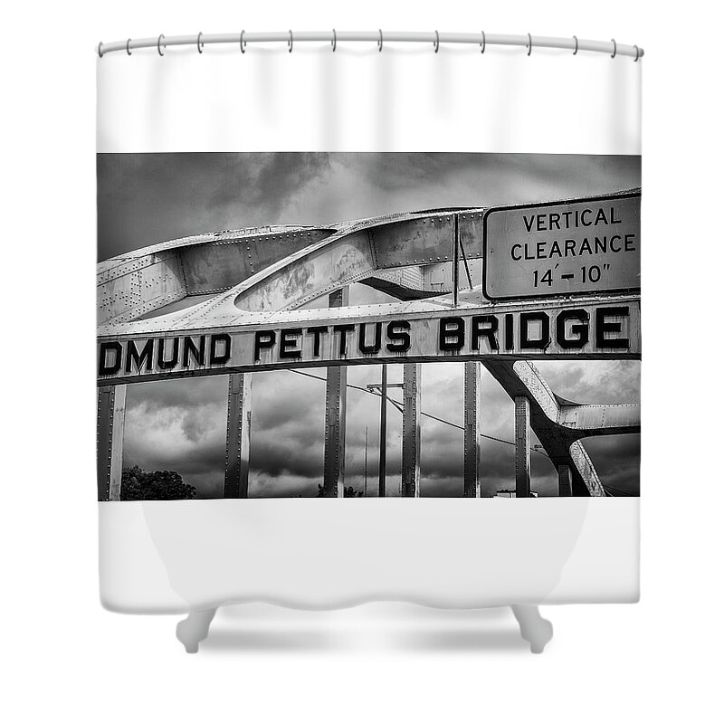 Civil Rights Shower Curtain featuring the photograph Edmund Pettus Bridge - 2 by Stephen Stookey
