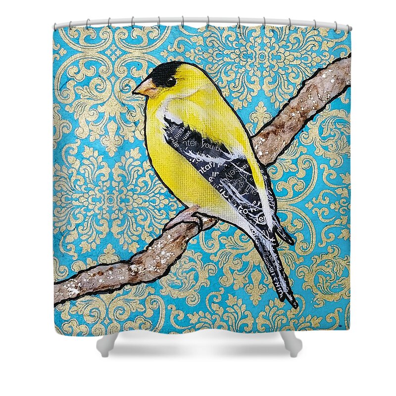Bird Shower Curtain featuring the painting Edward by Jacqueline Bevan