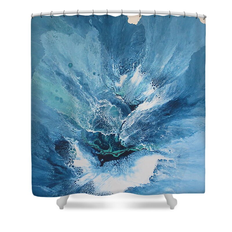 Abstract Shower Curtain featuring the painting Effusion by Soraya Silvestri