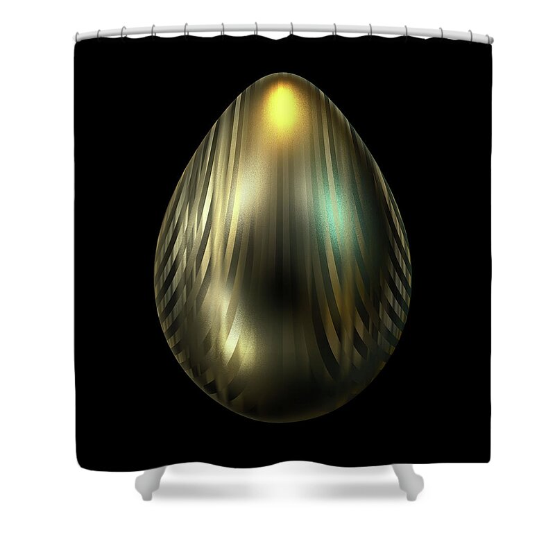 Series Shower Curtain featuring the digital art Egg with Lines of Gold by Hakon Soreide