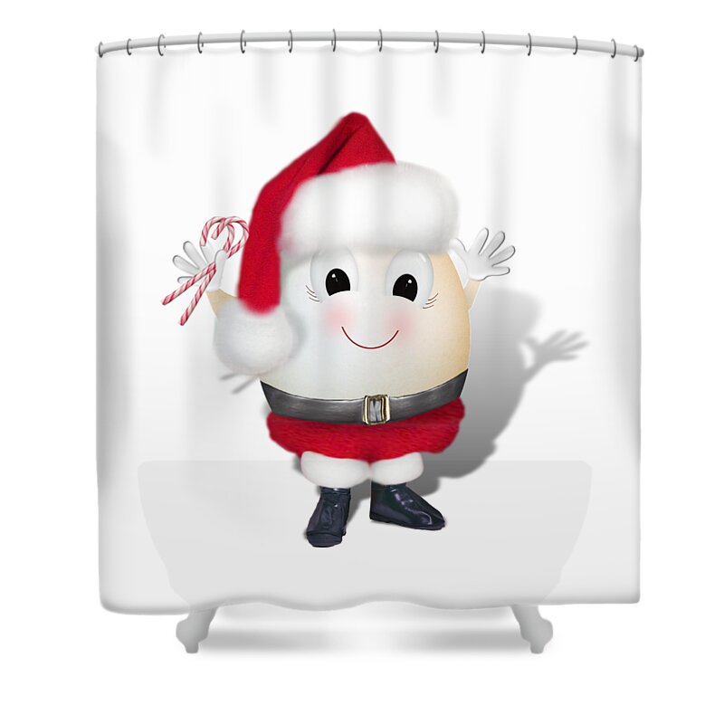 Christmas Santa Egg Shower Curtain featuring the digital art Eggstrordonary Christmas by Gravityx9 Designs