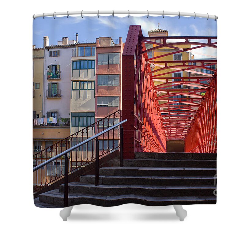 Anastasy Yarmolovich Shower Curtain featuring the photograph Eiffel Bridge of Girona by Anastasy Yarmolovich
