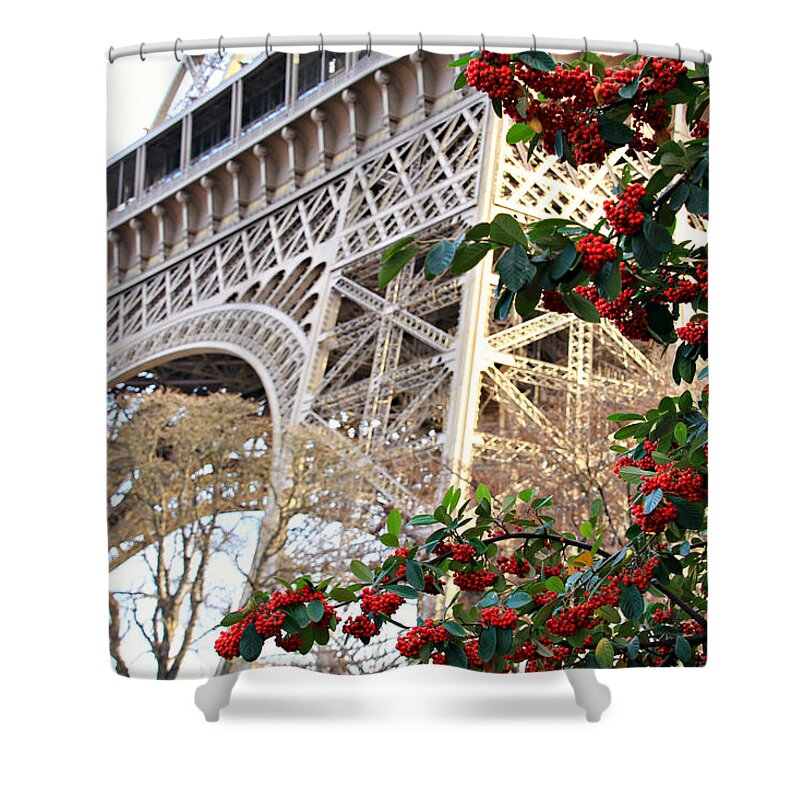 Parisian Shower Curtain featuring the photograph Eiffel Tower In Winter by KATIE Vigil