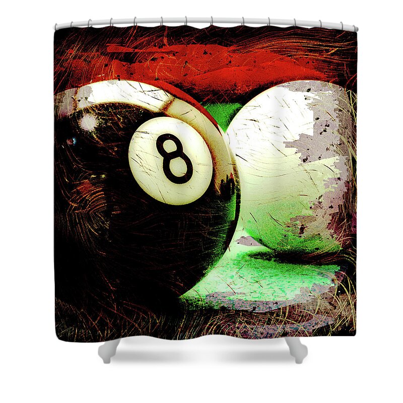 Eight Shower Curtain featuring the digital art Eight and Cue Ball by David G Paul