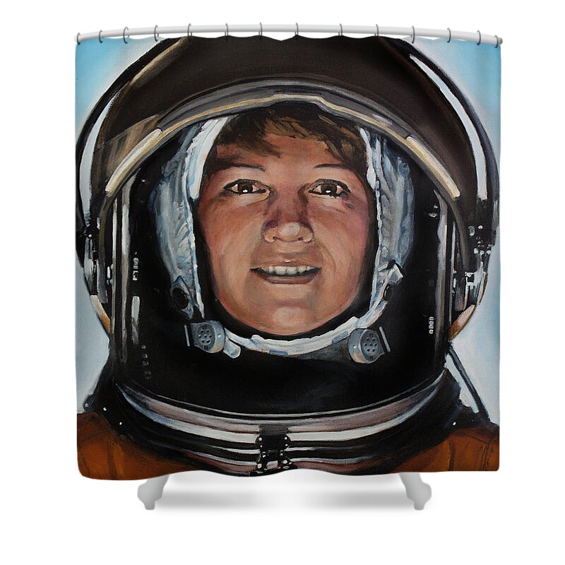  Shower Curtain featuring the painting Eileen Collins by Simon Kregar