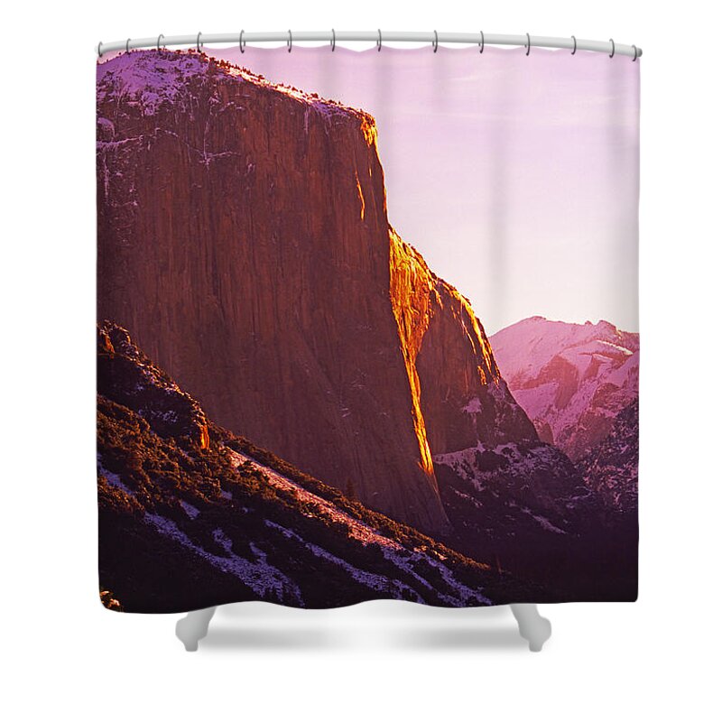 Usa Shower Curtain featuring the photograph El Capitan and Half Dome, Yosemite N.P. by Gary Corbett