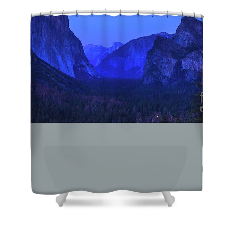 Yosemite Shower Curtain featuring the photograph El Capitan blue hour by Benny Marty